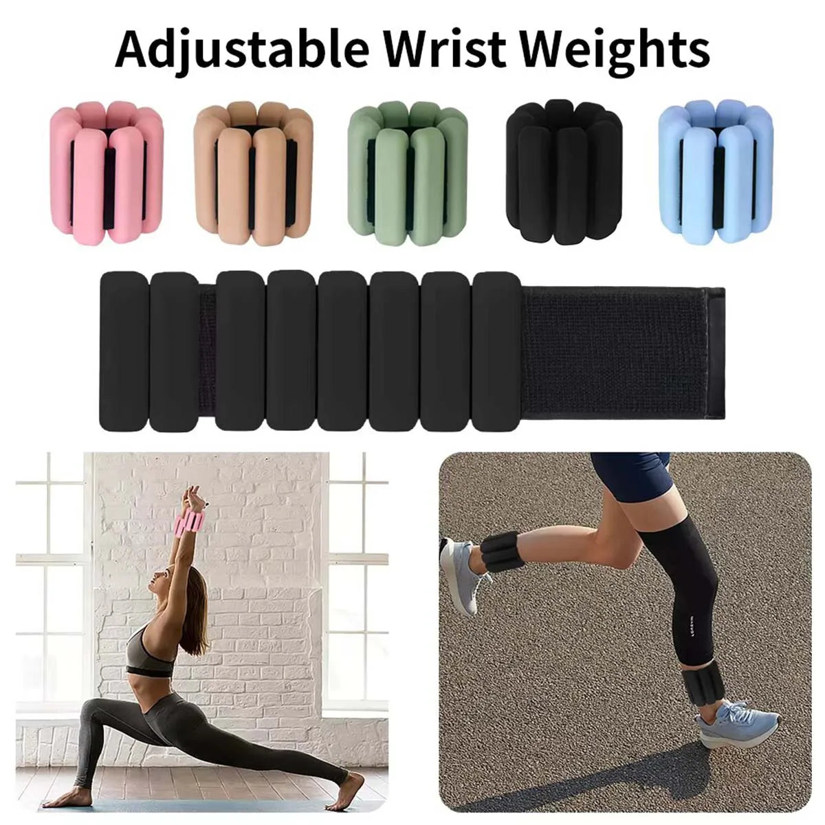 Unisex Adjustable Silicone Gloves Wrist & Ankle 1 Pound Weights for Pilates Gym Yoga Cardio Strength Training Weighted Bracelets